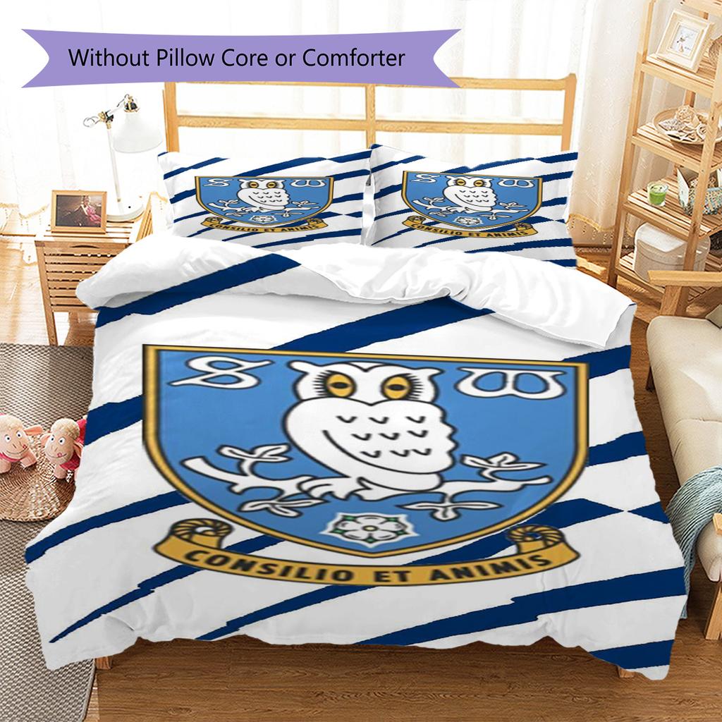 Sheffield Wednesday Football Club Pattern Bedding,Quilt Set Quilt Cover Pillowcase Home Birthday Gift (1 * duvet cover + 2 * pillowcase, without core)