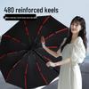 480-Bone Windproof Automatic Storm Umbrella - Extra Large and Thick, Reinforced Folding Sunshade for Men and Women.