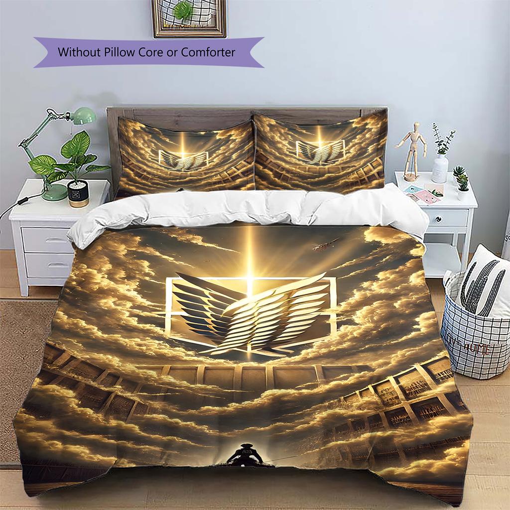 Set Copripiumino Trapuntato con Motivo Anime Federe Decorazione Casa Regalo di Compleanno (1 * copripiumino + 2 * federa, senza nucleo)