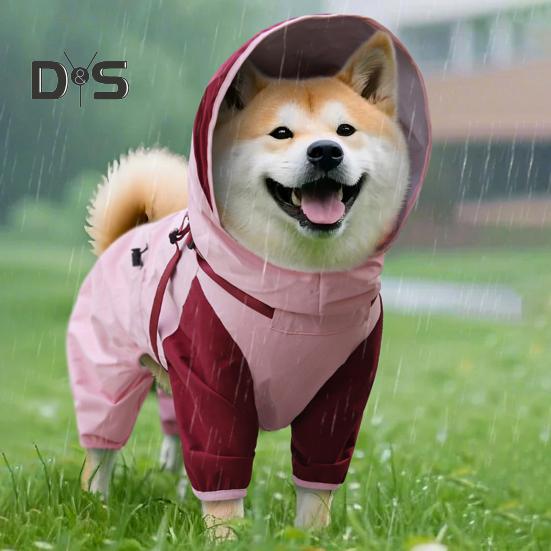 Pet Raincoat Hooded Dog Rain Jacket Double Layer Waterproof Poncho Outdoor Rainwear Clothing for Small Medium Dogs
