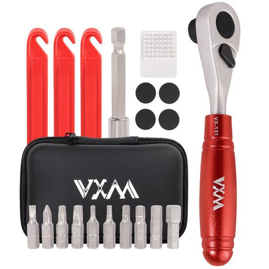 1 Sada Nářadí pro Opravu Jízdního Kola s Magnetickou Ráčnovou Rukojetí, Bity, Prodloužením, Montpákami, Záplatami, Nářadí pro Údržbu Horského Kola MTB a Silničního Kola