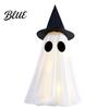 Spooky Halloween Decor Ghost Decoration Light-Up with Witch Hat/Bow Figure Standing for Porch Yard Outdoor Eye-catching