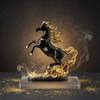 Rearing Horse Figurine Decorative WaveBased Base Indoor Ornament for Art Collectors,