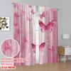 2pcs,2D Plane Printing Window Curtain Pink Flutterdreams Durable 100% Polyester Fabric (without Rod) Outdoor Decorations for