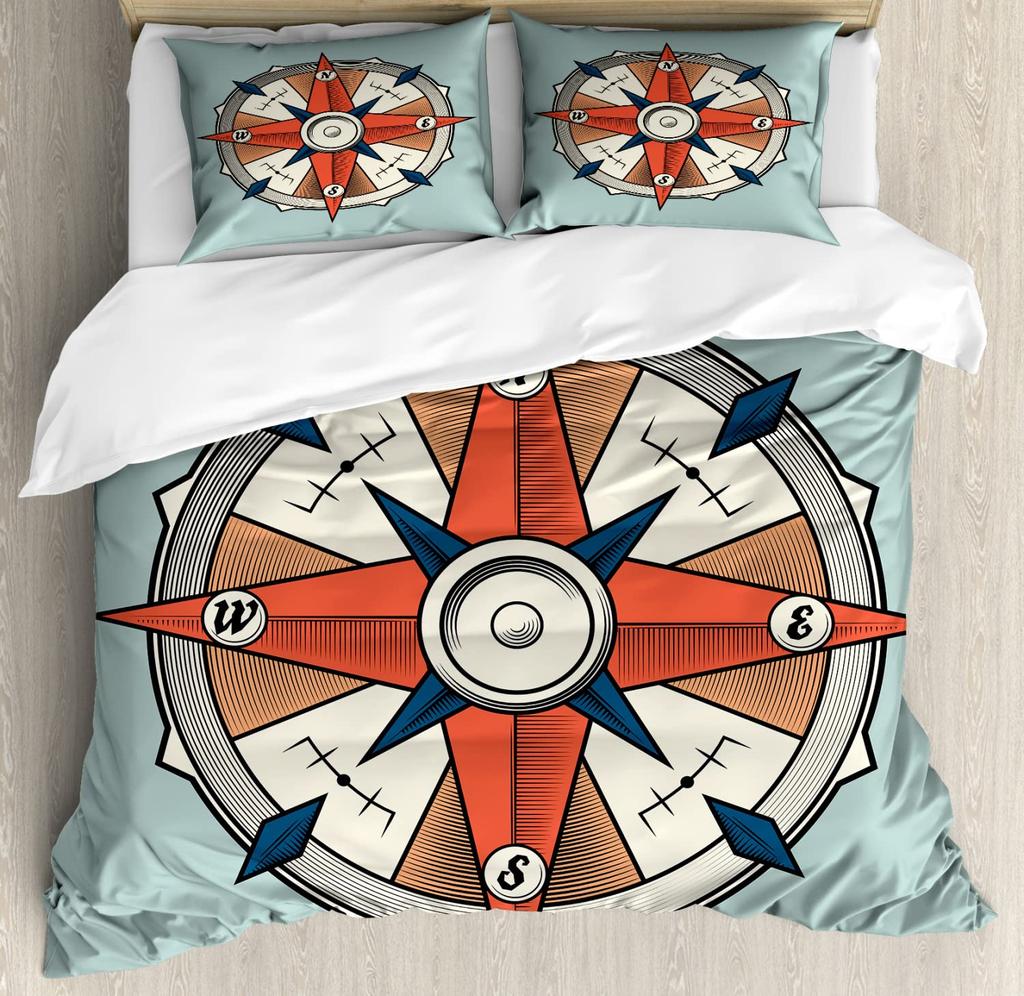 Compass Duvet Cover Set Boys Teenagers Men Bedroom Decorative 2/3 Pcs Bedding Set With Pillowcase Single Queen Duvet Cover Sets