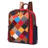 Cowhide Backpack, Color Plaid Contrasting Color, Casual Ethnic Trend Bag, First Layer Cowhide Women'S Backpack.