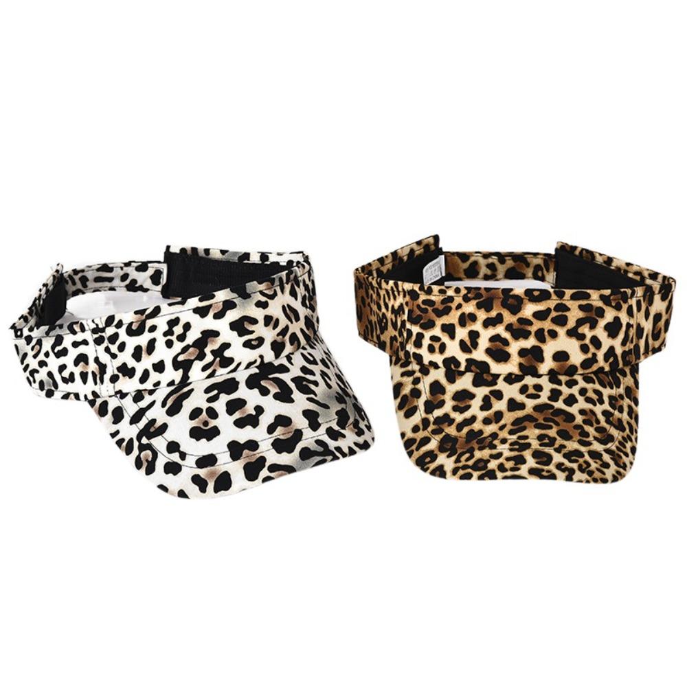 Empty Top Leopard Print Sun Hat Anti-UV Women Sunshade Hat Adjustable Sun Protection Hat  Ladies
