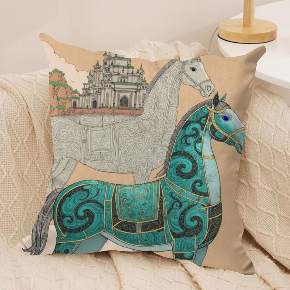 Luxury Dream Pegasus Cushion Cover Silky Short Plush DoubleSided Printed Pillow Case for Sofa All Seasons Home Decor Gift