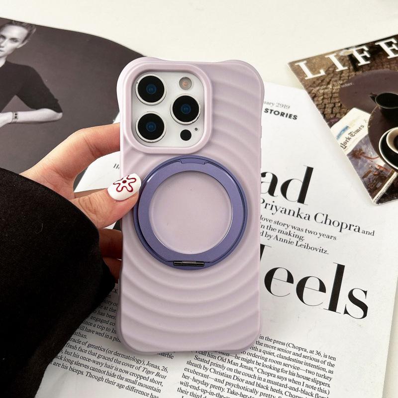 Apple iPhone 17 Pro Max Wave Pattern Drop-Proof Case with Rotating Magnetic Stand 12 Pro Max фиолетовый