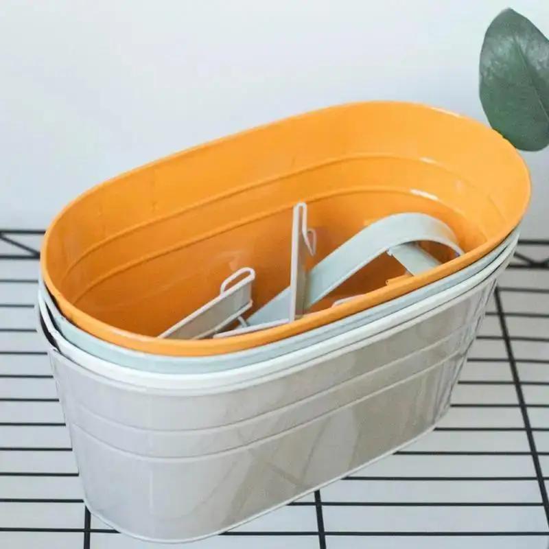 Colorful Hanging Flower Pot Detachable Double Hook Fence Plant Pot Horticultural Decoration Bonsai Flower Rack Home BalconyDecor