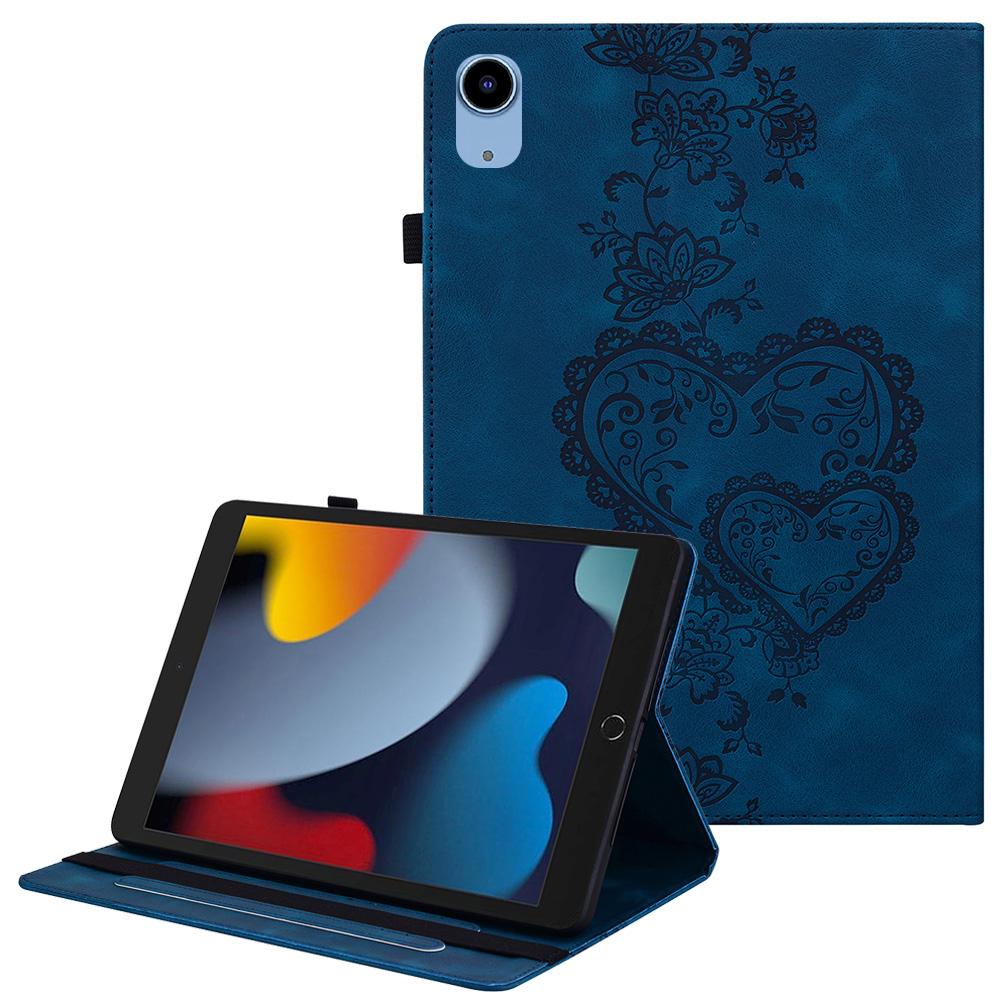 Leather Case For iPad 10.2 (2021)/(2020)/(2019)/Air 10.5 Inch (2019) Heart Imprint Foldable Stand Card Slot Stylus Holder Tablet Cover