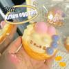 Sensory Stress Ball Kitten Egg Tart Squeeze Toy Relieving Cartoon Relief Toy Soft Stretchy Fake Food Fidget Portable