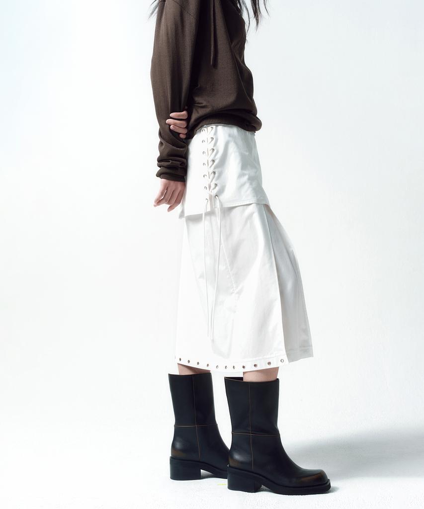 Insilence Woman Eyelet Layered Skirt White