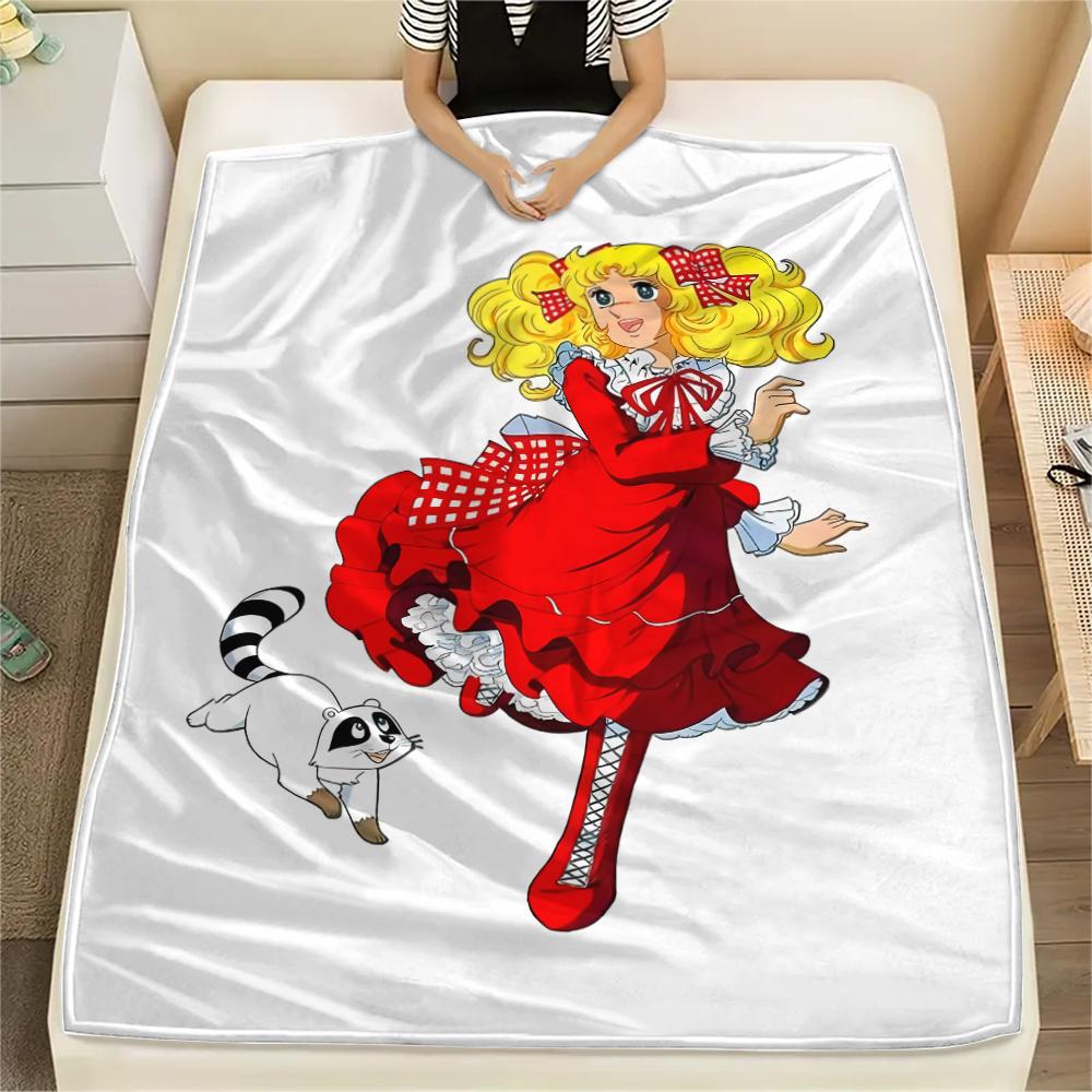 1PC Candy Candy Print Flannel Blanket, High quality All Seasons, Home Decor, Warmth and Comfort, Perfect for Christmas Gifts