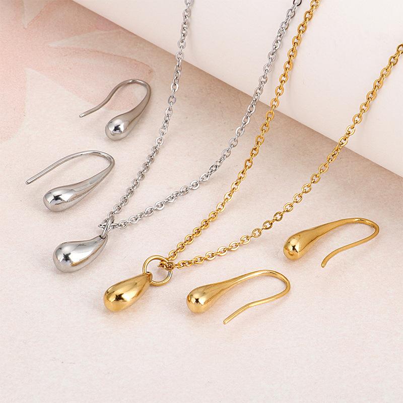 4Pc Simple Ring Necklace Bracelet Earrings Four-Piece Set Suitable For Engagement Jewelry Fashion Teardrop Jewelry Set For Women