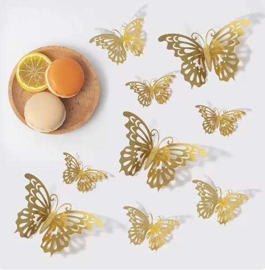 48pcs/4set 3D Butterfly Wall Decor 4 Styles 3 Sizes,Butterfly Decorations for Butterfly Birthday Party Cake Room Decorations
