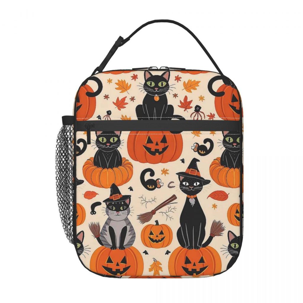 Heks Zwarte Kat Pompoen Halloween Patroon Geïsoleerde Lunchtas voor Vrouwen Kinderen Lekkagevrije Voedseldozen Thermische Lunchbox Tote