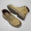2025 Men's Genuine Leather Martin Boots: Retro British Yellow, Thick-Soled, Trendy, Short Hiking and Outdoor Mountaineering Footwear