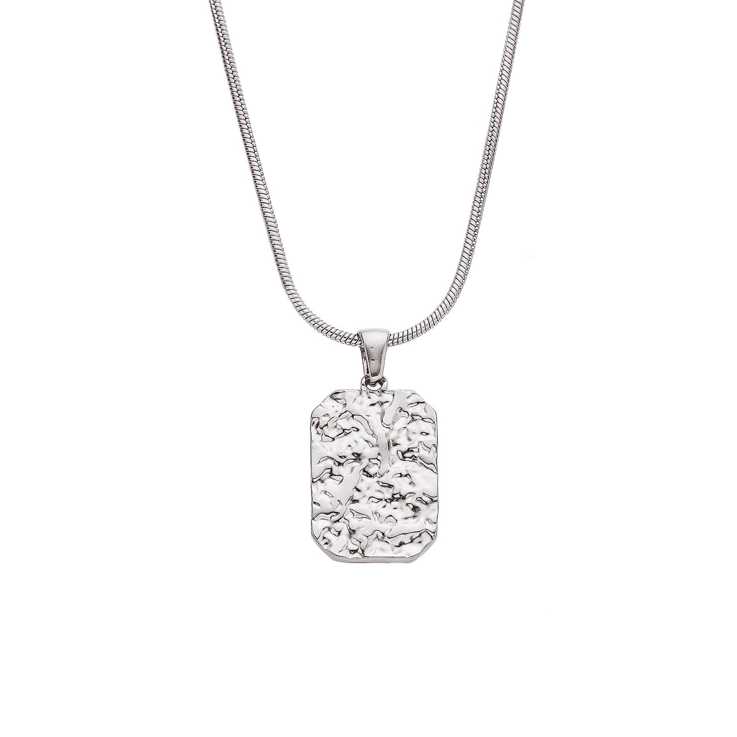 European INS Style 18K Gold-Plated Stainless Steel Clavicle Necklace with Square Pendant for Women