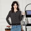 Early Autumn New Striped Cardigan, V-neck Long-sleeved Knitted Sweater Base Coat
