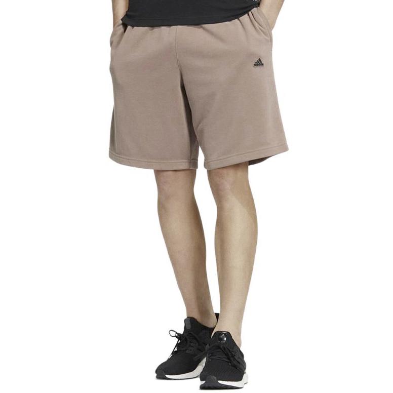 Adidas Solid Color Logo Running Training Breathable Shorts Men Bottoms Brown HS4389