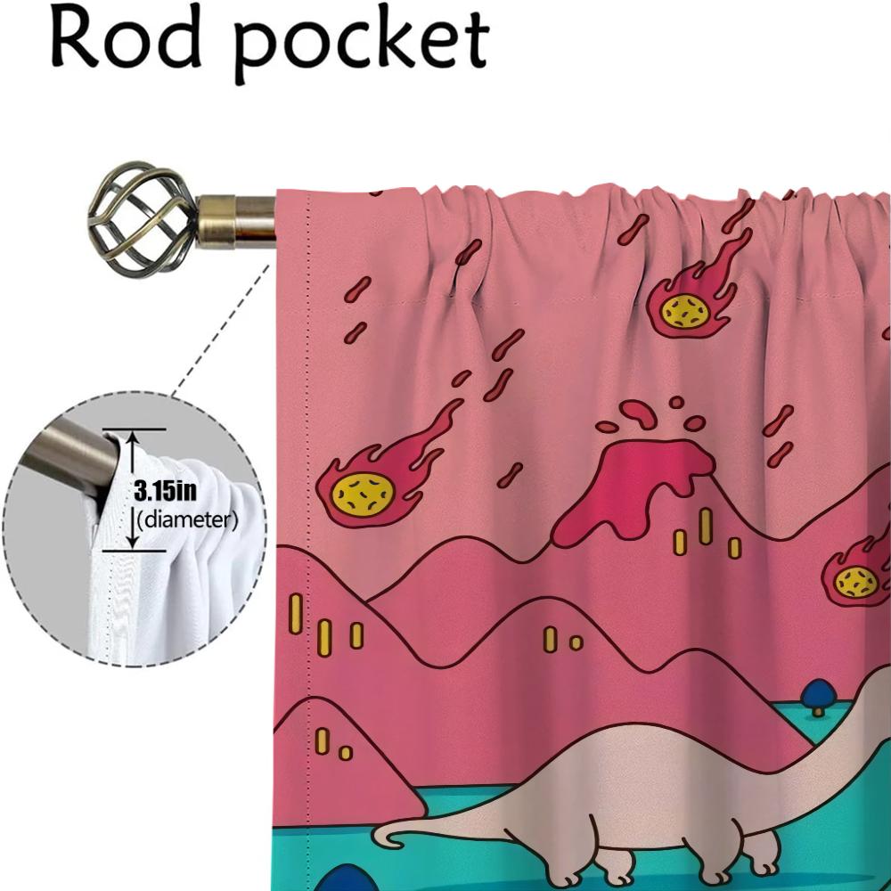 Halloween Dekoration Dinosaurie Heminredning Gardiner 2 Delar Moderna Vardagsrumsgardiner för Rumsavdelare Mörkläggningsgardin