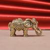 Mini Brass Auspicious Elephant Figurine Eco-friendly Vintage Lucky Statue Desktop Decor for All Occasions