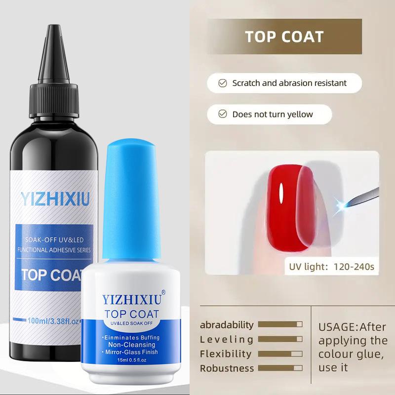 Functional Gel Nail Polish Set: Strengthening Base Coat, Balancing Matte Sealer, Marbling Liquid