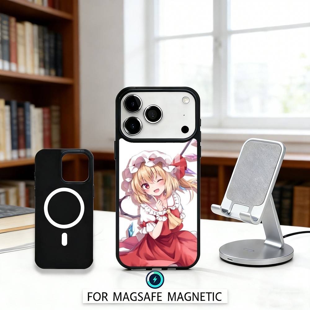 Cute TouHou Project Flandre Phone Case Magnetic For iPhone17 16 15 14 13 12 Pro Max For Magsafe Wireless Charging Cover
