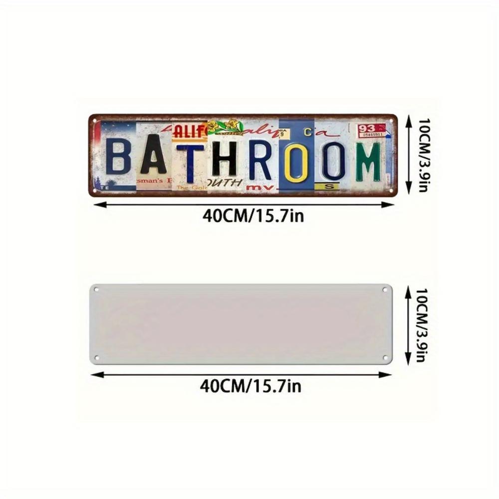 Metalowy znak łazienkowy w stylu vintage - Dekoracja ścienna w stylu vintage, Trwały znak do domu i biura, 16x4 cala