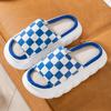 Four Seasons Linen Thick-soled Slippers Checkerboard Simple Home Non-slip Cool Slippers Couple Wooden Floor Mop