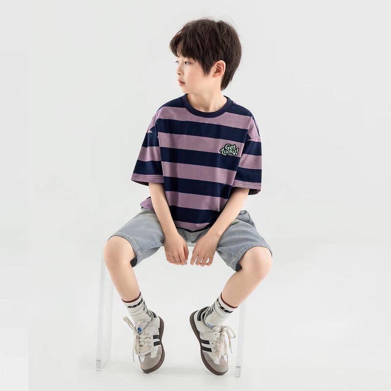 Duoduoja Boy's Lightweight Striped Short Sleeve T-Shirt