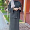 2025 cross-border European and American autumn new cardigan temperament button coat waist knitted hip skirt women's clothing