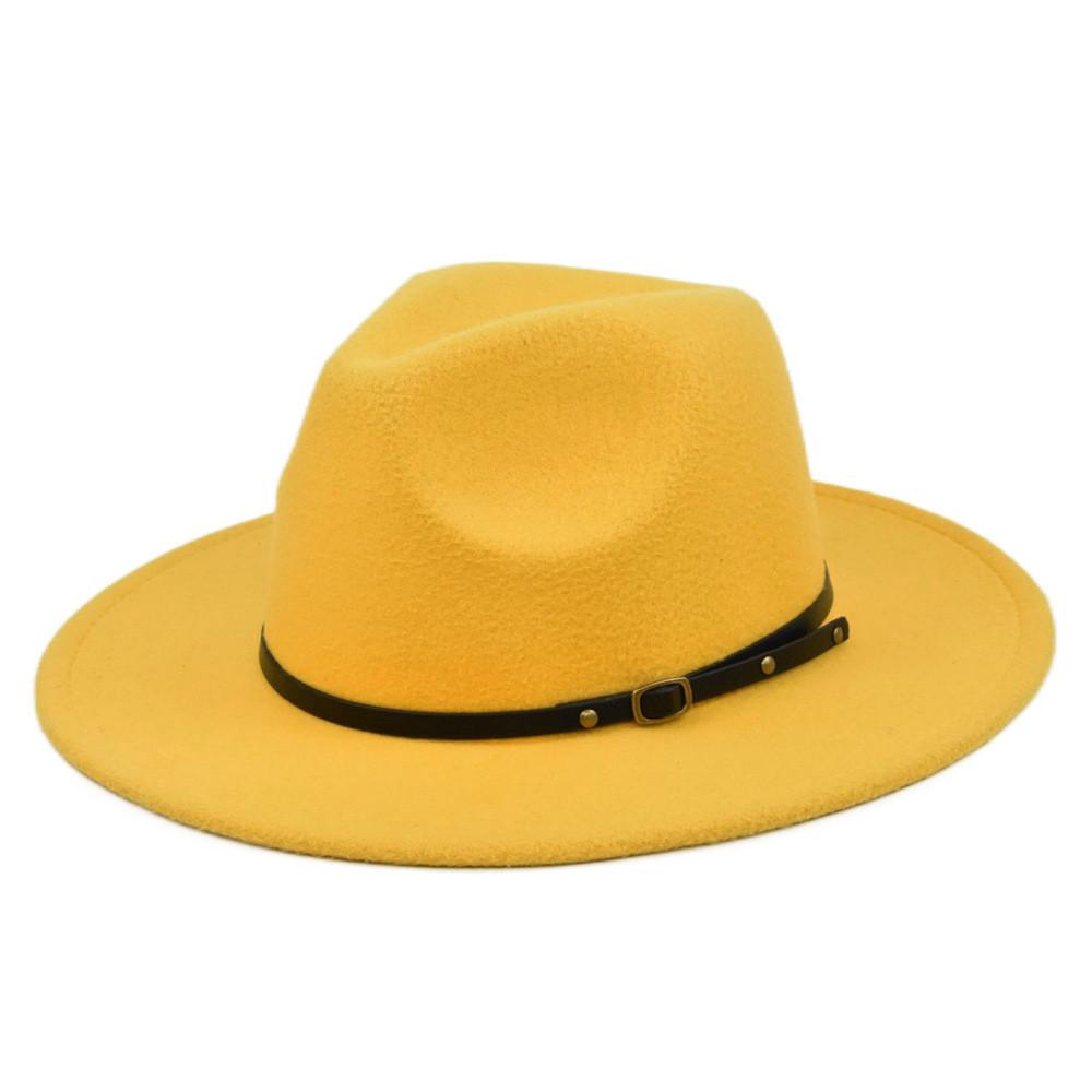 Retro Plush Jazz Multi Color Flat Big Brimmed Hat With Fashionable Personality