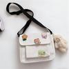 Adorable Canvas Crossbody Bag with Cute Pins Lightweight Shoulder Bags for Women, Ideal for School, Work & Everyday Outfits