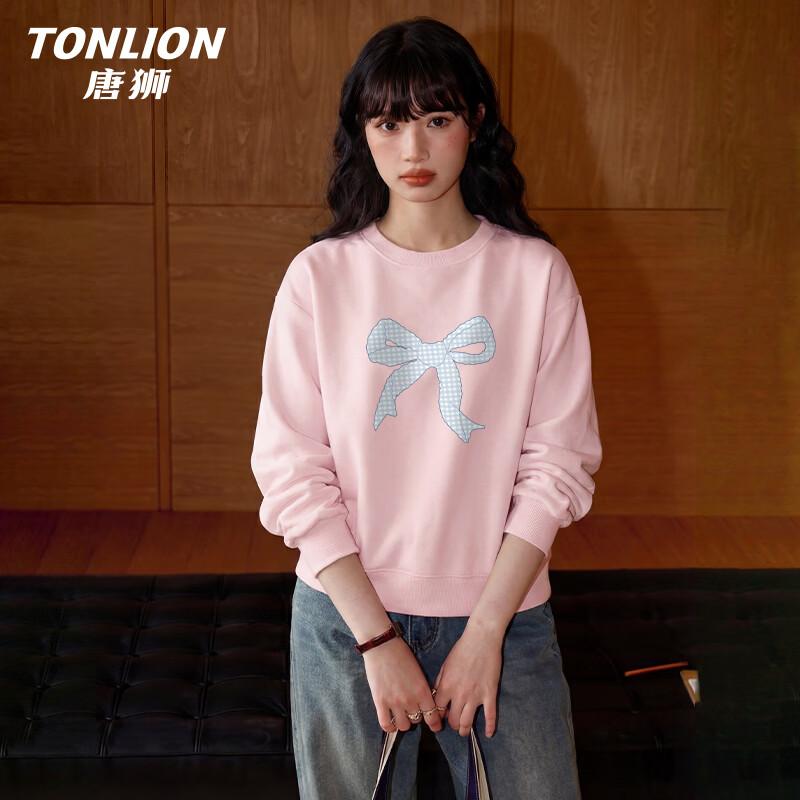 TonLion Women's Loose Bowknot Crew Neck Sweatshirt