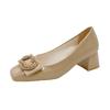 Fashion 3cm Heels Comfortable High-Heeled Shoes Roman Style Shallow Mouth Square Toe Sandals Ladies 2025 Mary Jane 5cm Casual Crystal Re