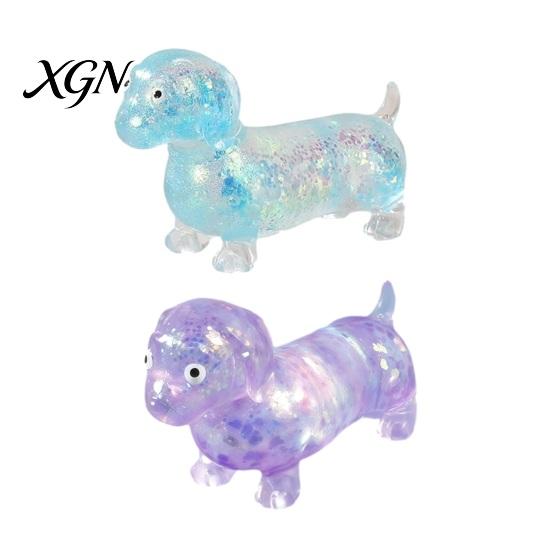 Dachshund Stress Reliever 2/3Pcs Glitter Ball Clear Sausage Dog Relief Toy Squeeze Anxiety Relieving Slow Rising Animal Sensory