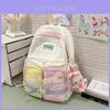 Nylon Student Backpack For Girls With Breathable Design And Geometric Pattern For School And Daily Use