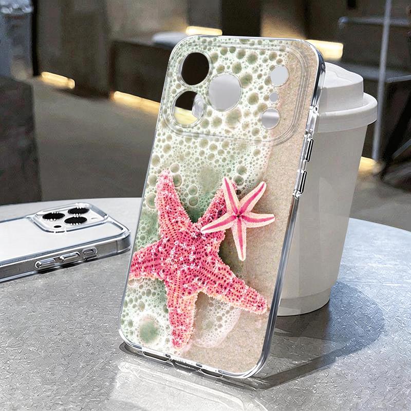 Octopus Starfish Pattern Case For iPhone 17 Pro Max Coque iPhone 16 15 14 13 Pro Max 11 Clear TPU Silicone Soft Cover