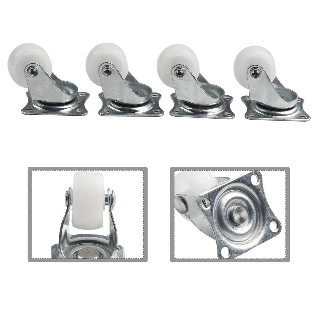 Parts Swivel Casters Homes White/silver With Rubber 4/12pcs Bearing Wheels Mount Ball Material Handling High Quality