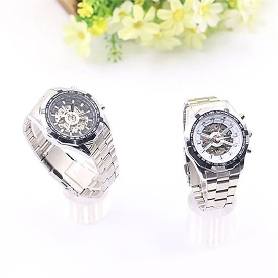 Men Hand-Winding Skeleton Automatic Mechanical Stainless Steel Sport Wrist Watch