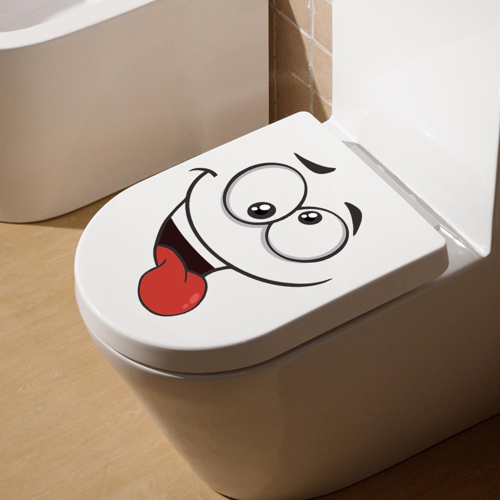 Funny Expression Toilet PVC Wall Sticker for Bathroom Decor.