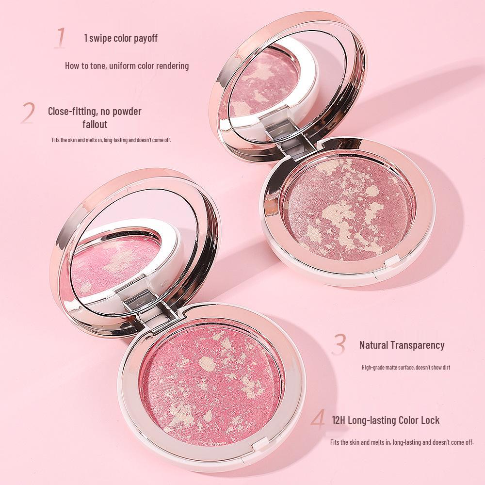 YZS Korean-Style Face Sculpting Baking Blush Palette – Fine Pearlescent Shimmer & Brightening Rouge with Micro-Gold Accents.