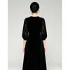 V-neck Velvet Waist Cinched Dress