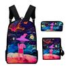 Luxury The Midnight Gospel 3D Print 3pcs/Set Pupil School Bags Laptop Daypack Backpack Inclined Shoulder Bag Pencil Case