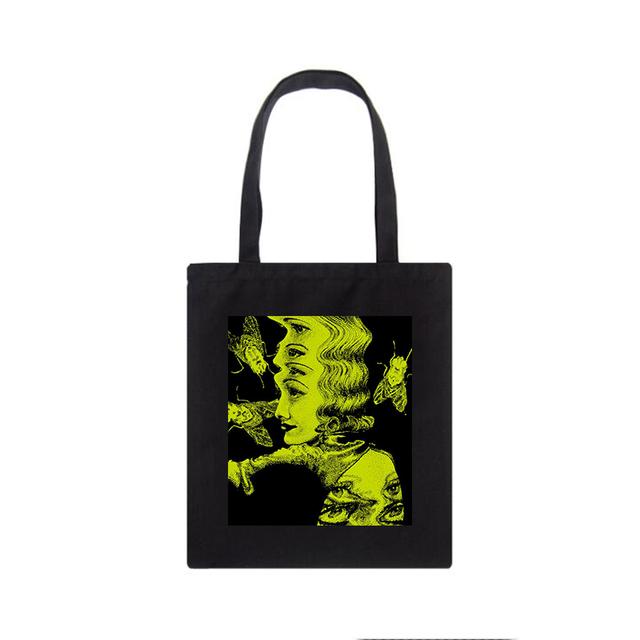 Horror Face Gothic Casual Dark Black Canvas Bag Large Capacity Hip-hop Shopper Bag Vintage High Street Y2k Women Shoulder Bags