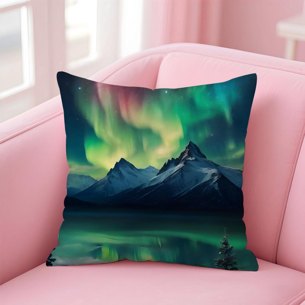 Dreamy And Beautiful Arctic Aurora Cushion Cover Pillow Case Soft Skin Friendly Fabric  Concealed Zipper