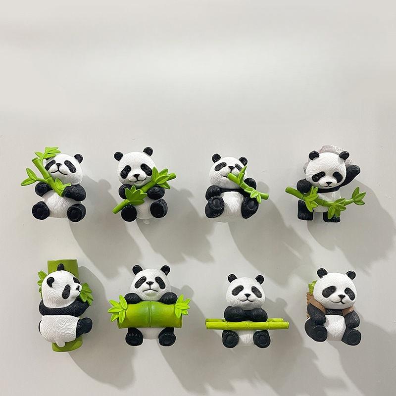 8 Stück/Set Panda Kühlschrankaufkleber 8-teilig Magnetisch Saugend 3D Dreidimensional Eis Kühlschrank Heimdekoration Verzierung Magnet Reise Souvenir