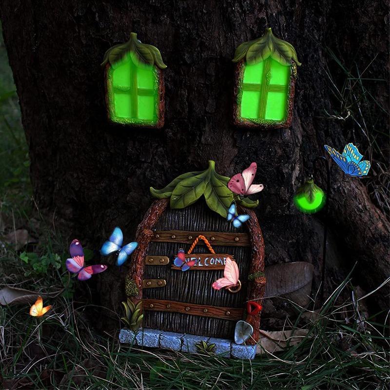 Fairy Window and Door Hangers, Resin, Courtyard Garden, Shining Fairy Window and Door, Tree Hangers, Tree Decoration